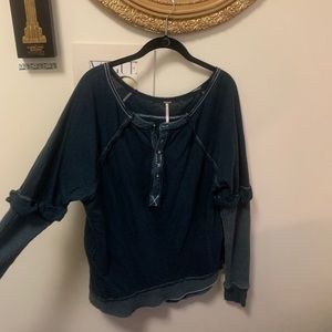 Free People Two Blue Toned Long Sleeve